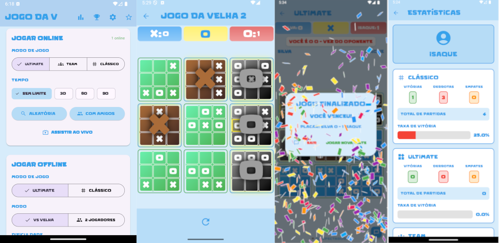 Screenshots do Jogo da Velha 2